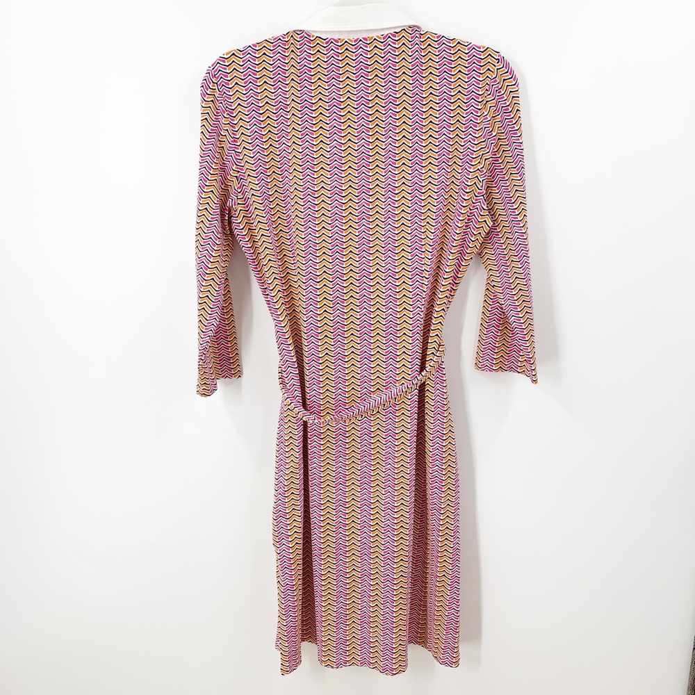 J. McLaughlin Elsie Printed Tie Belt Catalina Cloth Shirtdress Pink/Orange Sz M - Picture 6 of 12